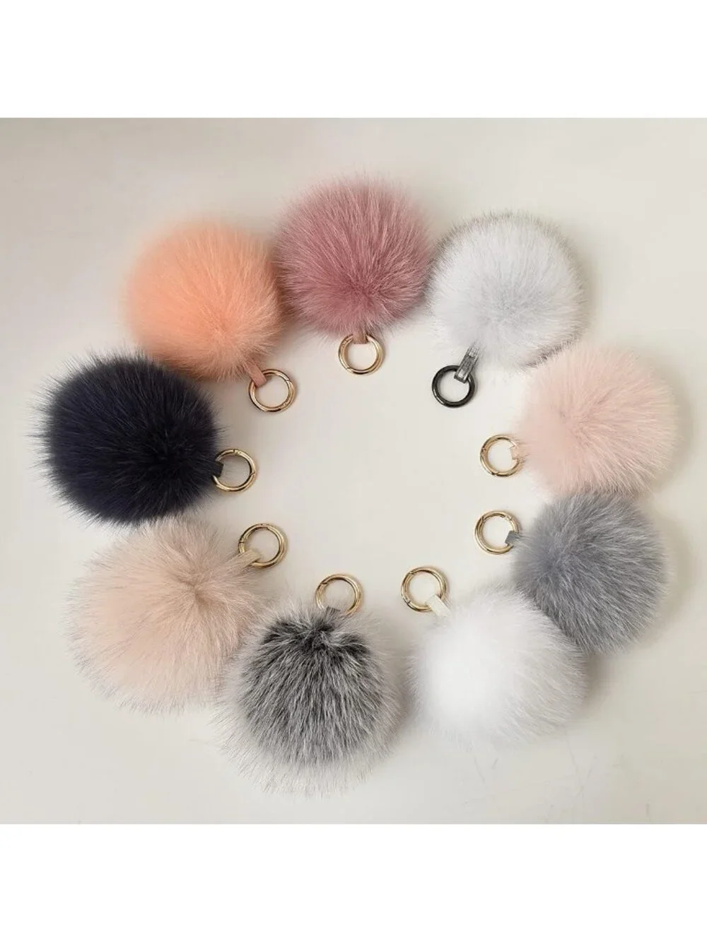 Fluffy Real Fox Fur Pompom Keychain | Large Furry Bag Charm Accessory